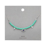 Brass Metal Evil Eye Accented Faceted Beaded Necklace - Madeline Love - Flyclothing LLC