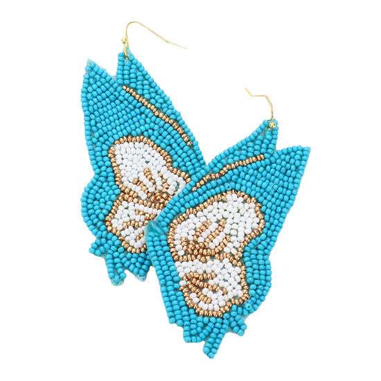 Butterfly Wing Seed Beads Dangle Earrings - Madeline Love - Flyclothing LLC