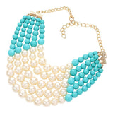 Chunky Multi Strand Pearl Bib Necklace - Madeline Love - Flyclothing LLC