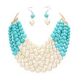 Chunky Multi Strand Pearl Bib Necklace - Madeline Love - Flyclothing LLC