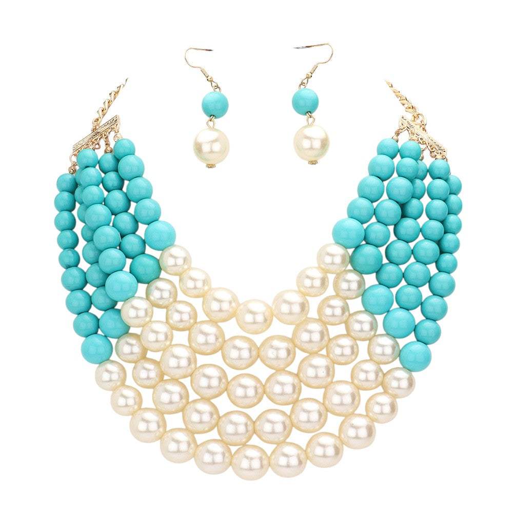 Chunky Multi Strand Pearl Bib Necklace - Madeline Love - Flyclothing LLC