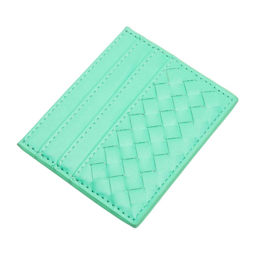 Faux Leather Basket Weave Card Holder Wallet - Madeline Love - Flyclothing LLC