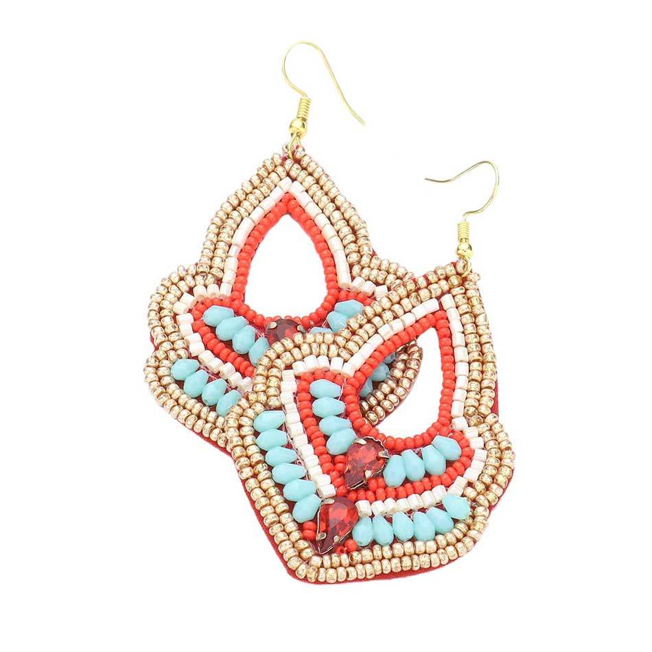 Felt Back Boho Multi Beaded Dangle Earrings - Madeline Love - Flyclothing LLC