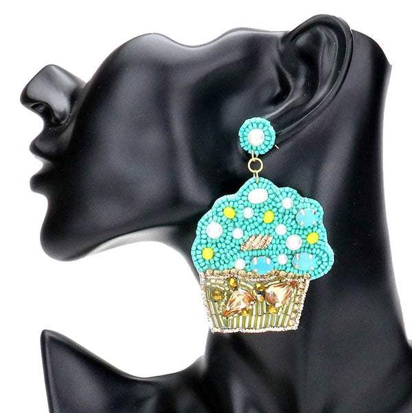 Felt Back Multi Bead Cupcake Earrings - Madeline Love - Flyclothing LLC