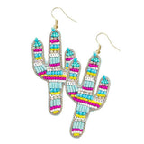 Felt Back Multi Beaded Cactus Dangle Earrings - Madeline Love - Flyclothing LLC