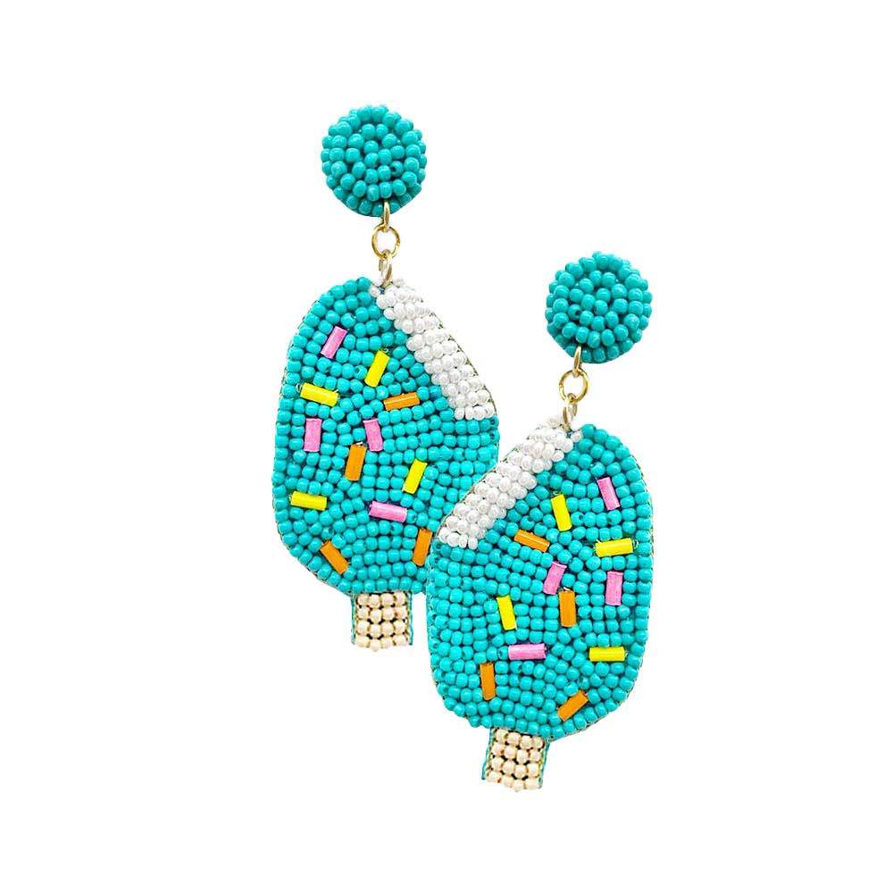 Felt Back Seed Beaded Popsicle Dangle Earrings - Madeline Love - Flyclothing LLC