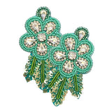 Felt Back Sequin Stone Seed Beaded Flower Leaf Earrings - Madeline Love - Flyclothing LLC