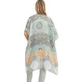 Floral Leaf Patterned Cover Up Kimono Poncho - Madeline Love - Flyclothing LLC