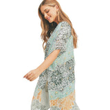Floral Leaf Patterned Cover Up Kimono Poncho - Madeline Love - Flyclothing LLC