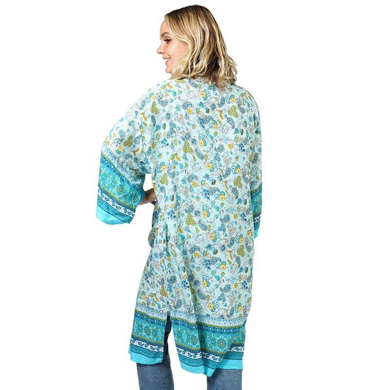 Floral Patterned Cover Up Kimono Poncho - Madeline Love - Flyclothing LLC