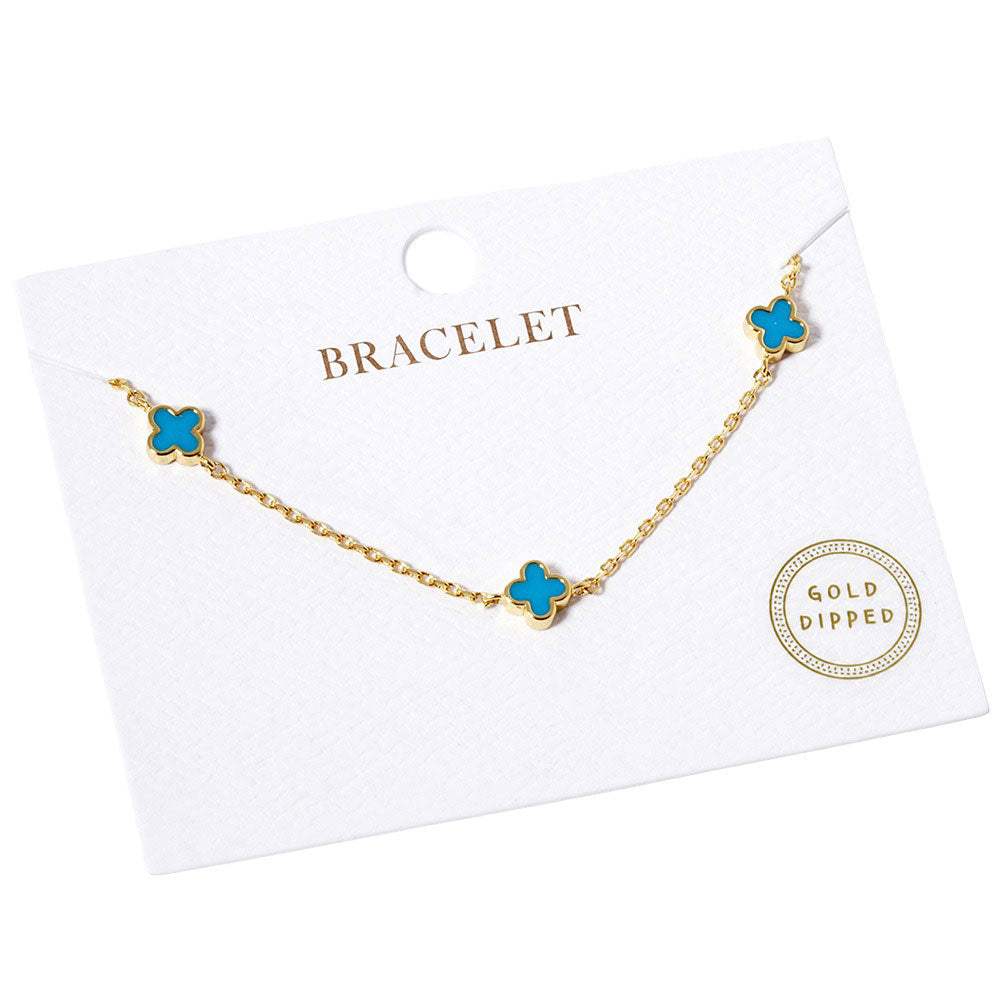 Gold Dipped Triple Quatrefoil Link Bracelet - Madeline Love - Flyclothing LLC