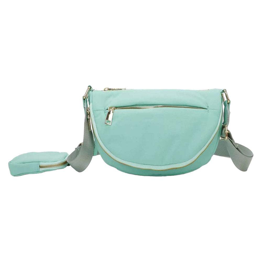 Half Round Solid Nylon Crossbody Bag - Madeline Love - Flyclothing LLC