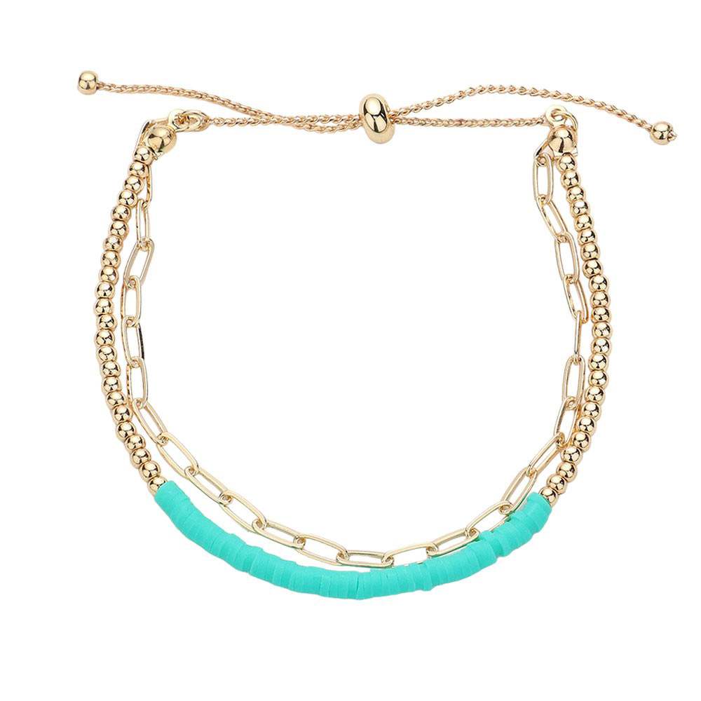 Heishi Beaded Pull Tie Cinch Bracelet - Madeline Love - Flyclothing LLC