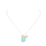 Mama Metal Disc Teardrop Semi Precious Pendant Necklace - Madeline Love - Flyclothing LLC