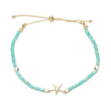 Metal Starfish Pointed Faceted Beaded Pull Tie Cinch Bracelet - Madeline Love - Flyclothing LLC