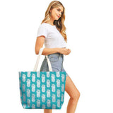 Metallic Pineapple Patterned Beach Tote Bag - Madeline Love - Flyclothing LLC