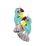 Multi Bead Sequin Parrot Tassel Earrings - Madeline Love - Flyclothing LLC