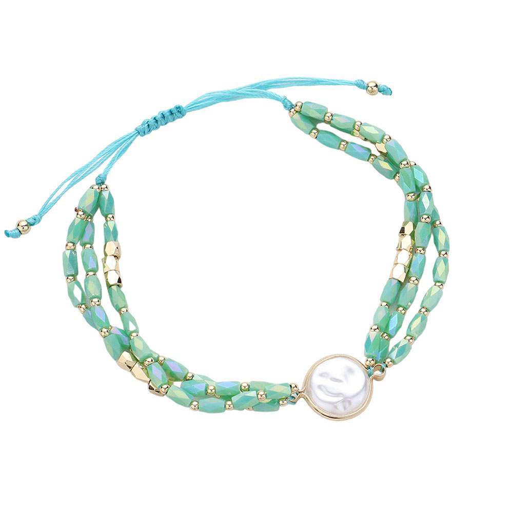 Pearl Pointed Faceted Beaded Pull Tie Cinch Bracelet - Madeline Love - Flyclothing LLC