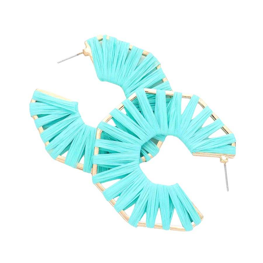 Raffia Wrapped Octagon Hoop Earrings - Madeline Love - Flyclothing LLC