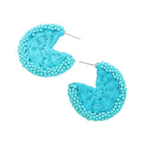 Raffia Wrapped Seed Beaded Round Earrings - Madeline Love - Flyclothing LLC