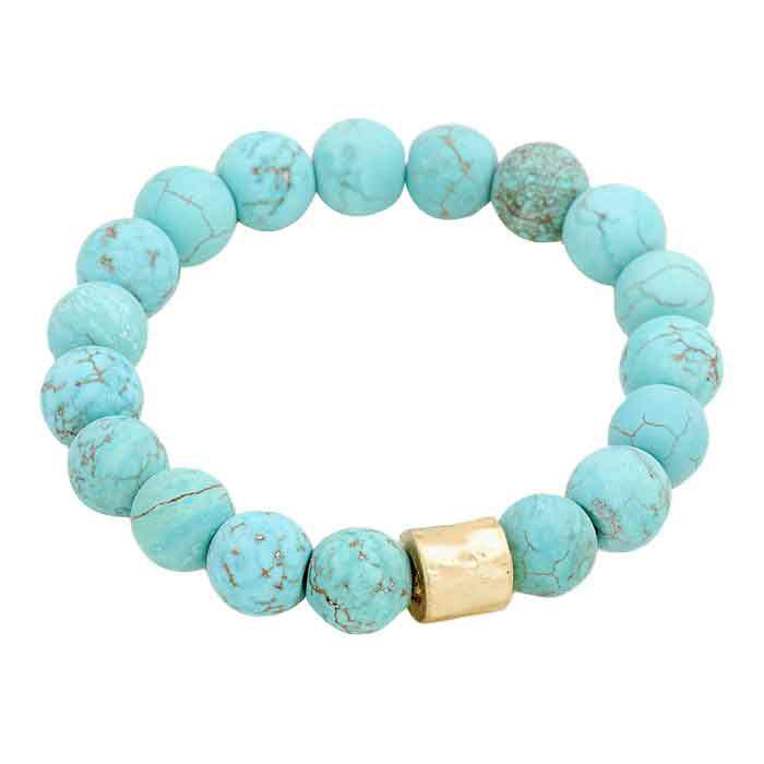 Semi precious stone beaded stretch bracelet - Madeline Love - Flyclothing LLC