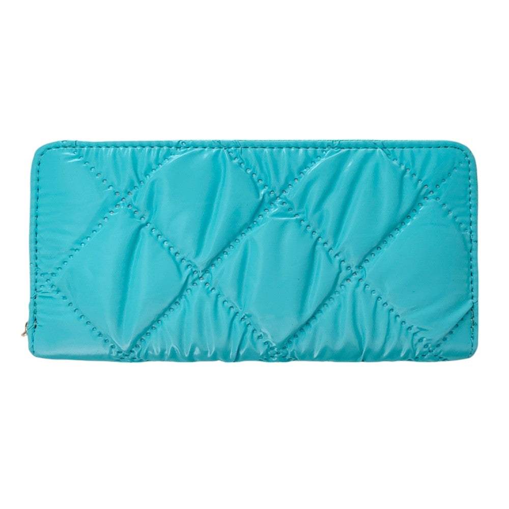 Shiny Faux Leather Padded Wallet with Wristlet - Madeline Love - Flyclothing LLC