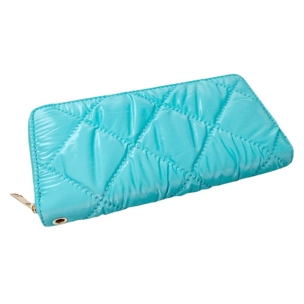 Shiny Faux Leather Padded Wallet with Wristlet - Madeline Love - Flyclothing LLC