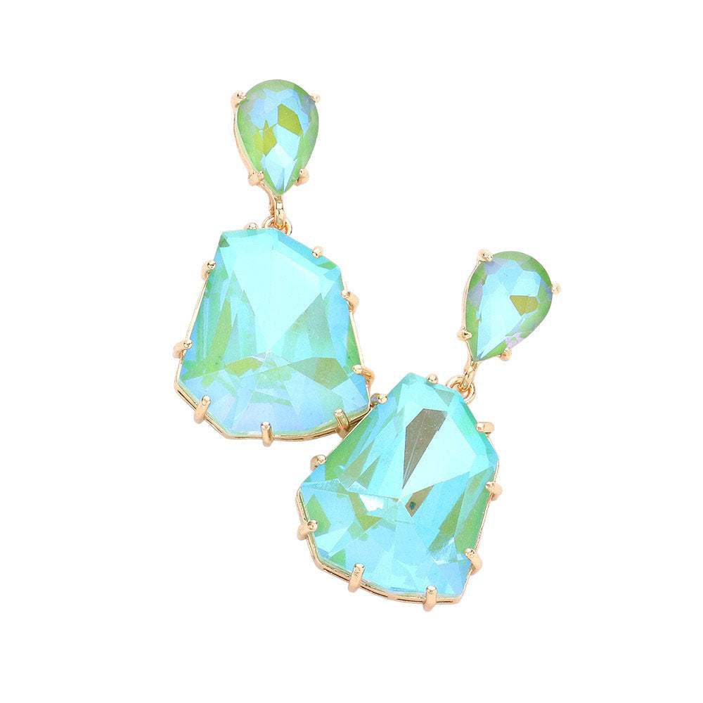 Teardrop Angled Stone Link Dangle Evening Earrings - Madeline Love - Flyclothing LLC