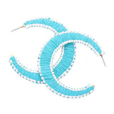 Woven Raffia Hoop Earrings - Madeline Love - Flyclothing LLC