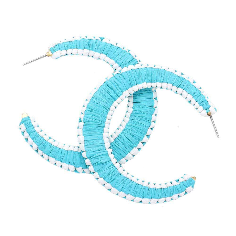 Woven Raffia Hoop Earrings - Madeline Love - Flyclothing LLC