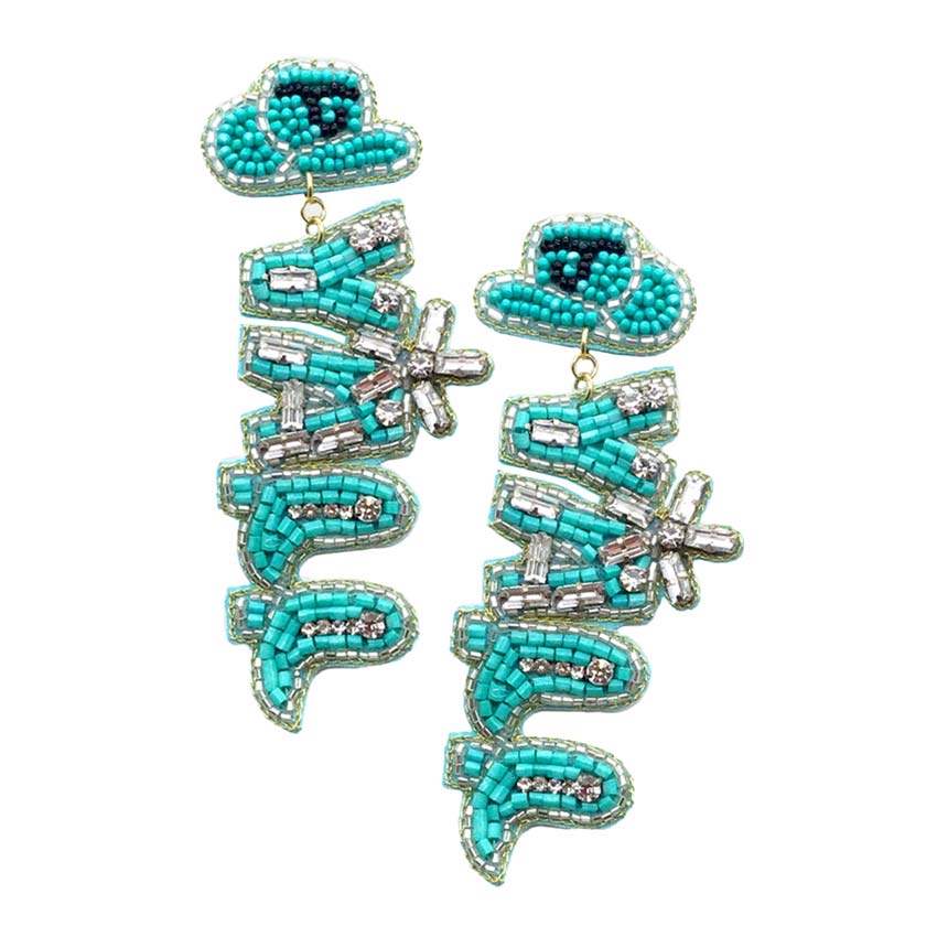 Yall Felt Back Beaded Message Dangle Earrings - Madeline Love - Flyclothing LLC