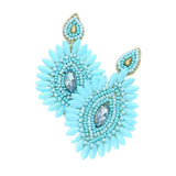 Felt Back Stone Beaded Boho Fringe Dangle Earrings - Madeline Love - Flyclothing LLC