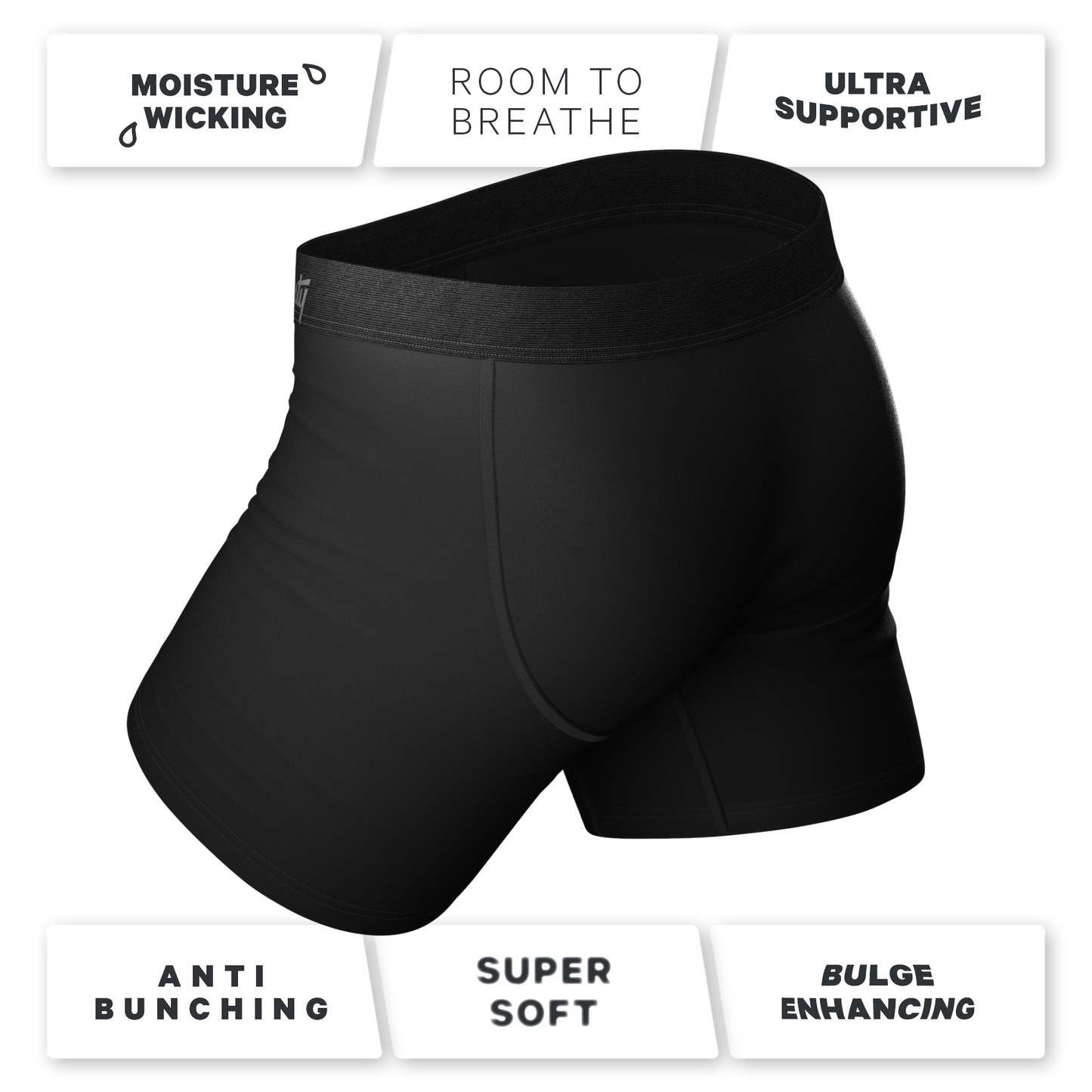The 009 | Black Tuxedo Ball Hammock® Pouch Underwear With Fly