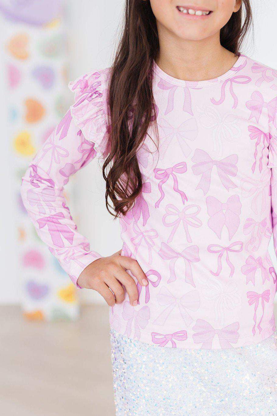 Twinkle Ties L/S Ruffle Tee - Mila & Rose ® - Flyclothing LLC
