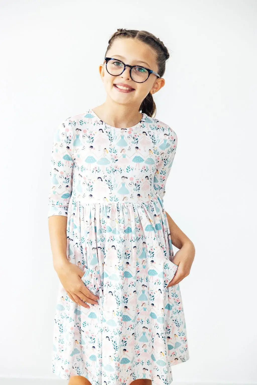 Twinkle Toes 3/4 Sleeve Pocket Twirl Dress - Mila & Rose ® - Flyclothing LLC