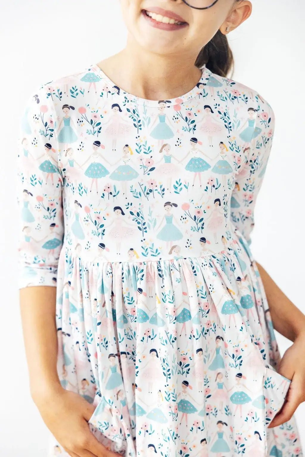 Twinkle Toes 3/4 Sleeve Pocket Twirl Dress - Mila & Rose ® - Flyclothing LLC