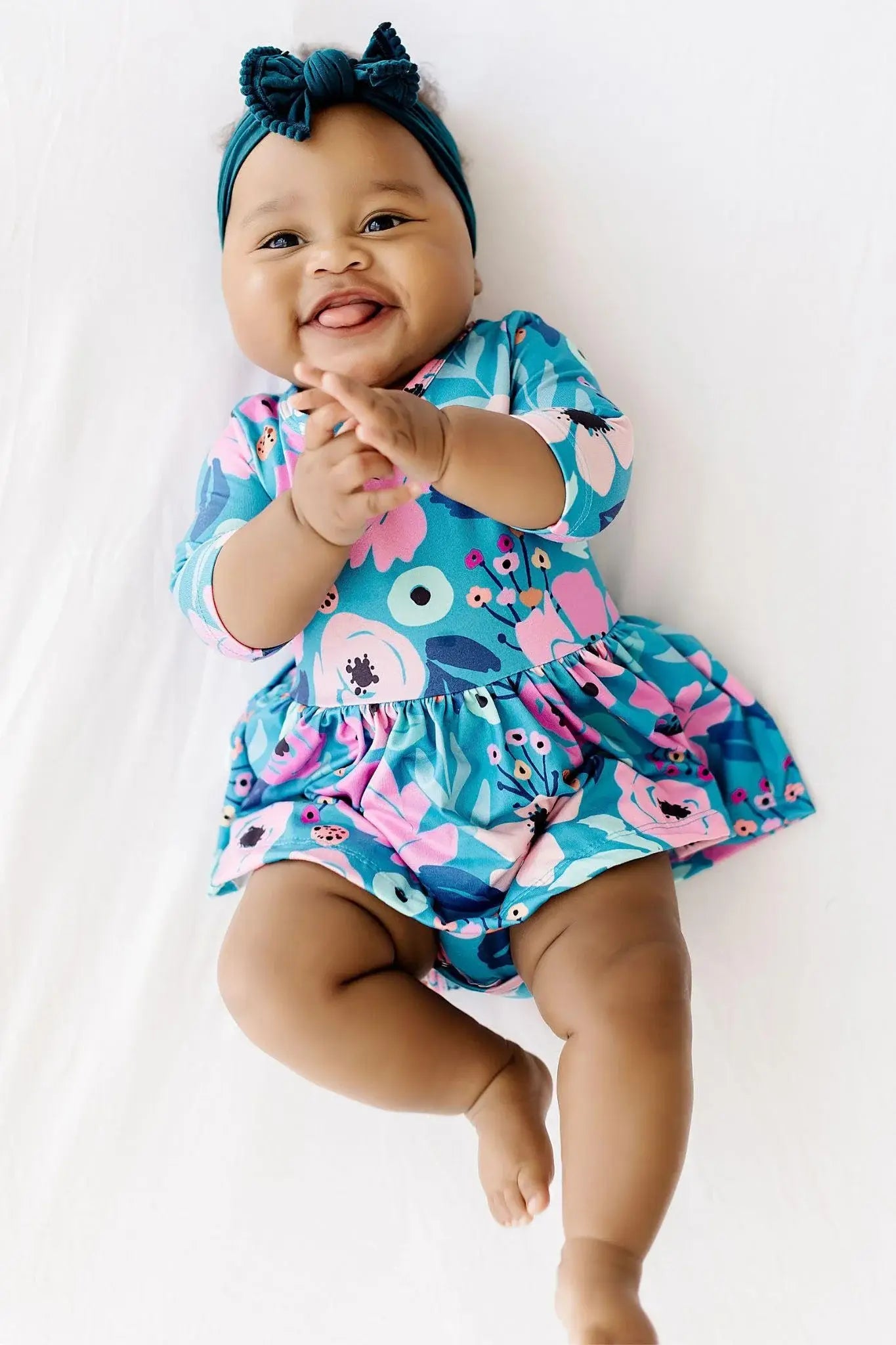 Twirling in Teal 3/4 Sleeve Twirl Bodysuit - Mila & Rose ® - Flyclothing LLC