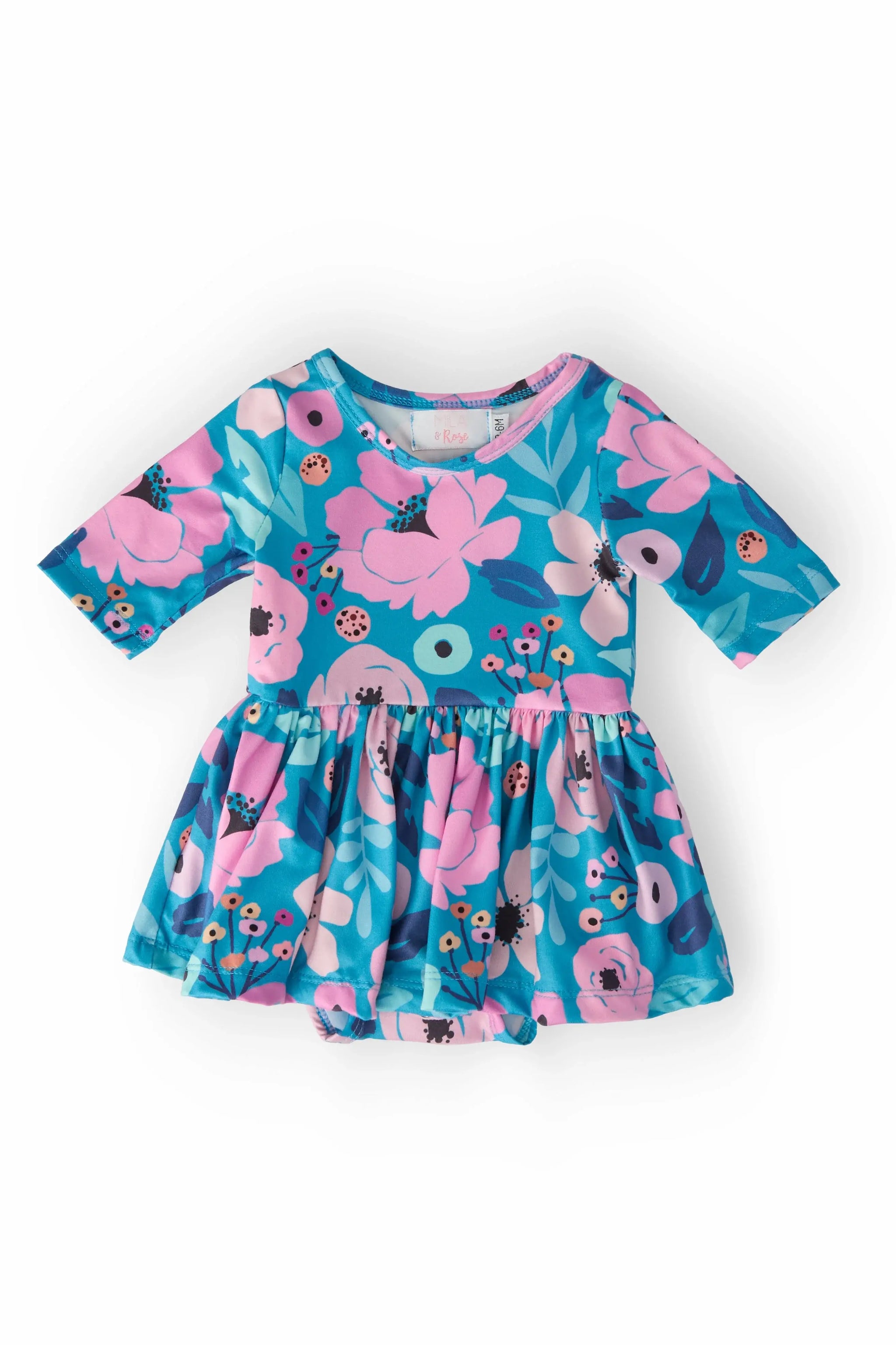 Twirling in Teal 3/4 Sleeve Twirl Bodysuit - Mila & Rose ® - Flyclothing LLC