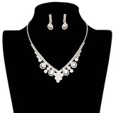 Round Stone Flower Accented Rhinestone Pave Necklace - Madeline Love - Flyclothing LLC