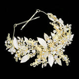 Stone Embellished Leaf Cluster Bun Wrap Headpiece - Madeline Love - Flyclothing LLC