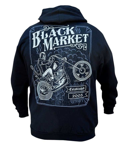 Black Market Art Company Two Wheel Terror Men's Zip Hoodie - Black Market Art Company - Flyclothing LLC