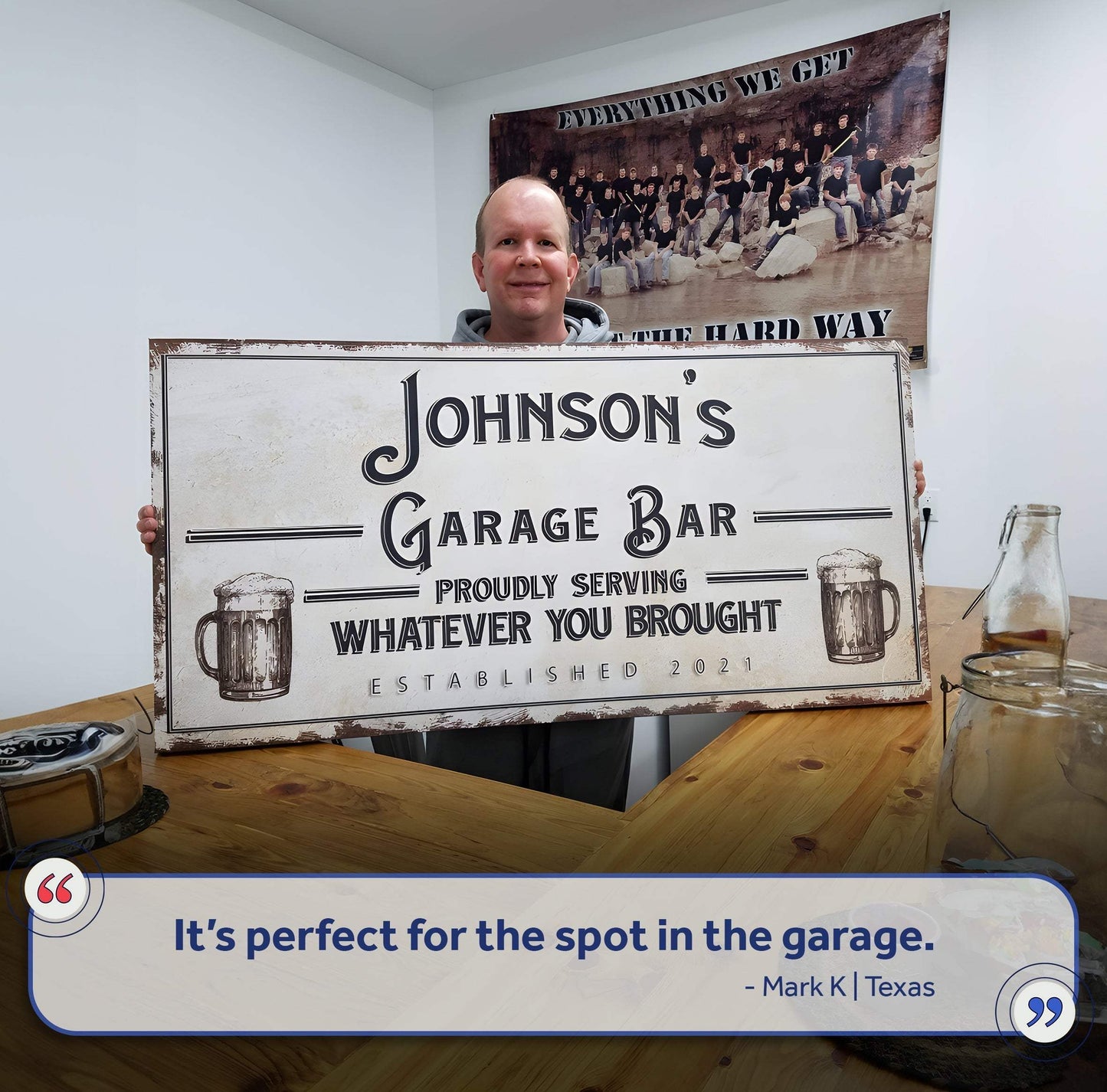 Personalized Rustic Garage Sign for Home Bar: Enhance Your Man Cave Wall Decor with Personalized Basement Bar Sign - Tailored Canvases - Flyclothing LLC