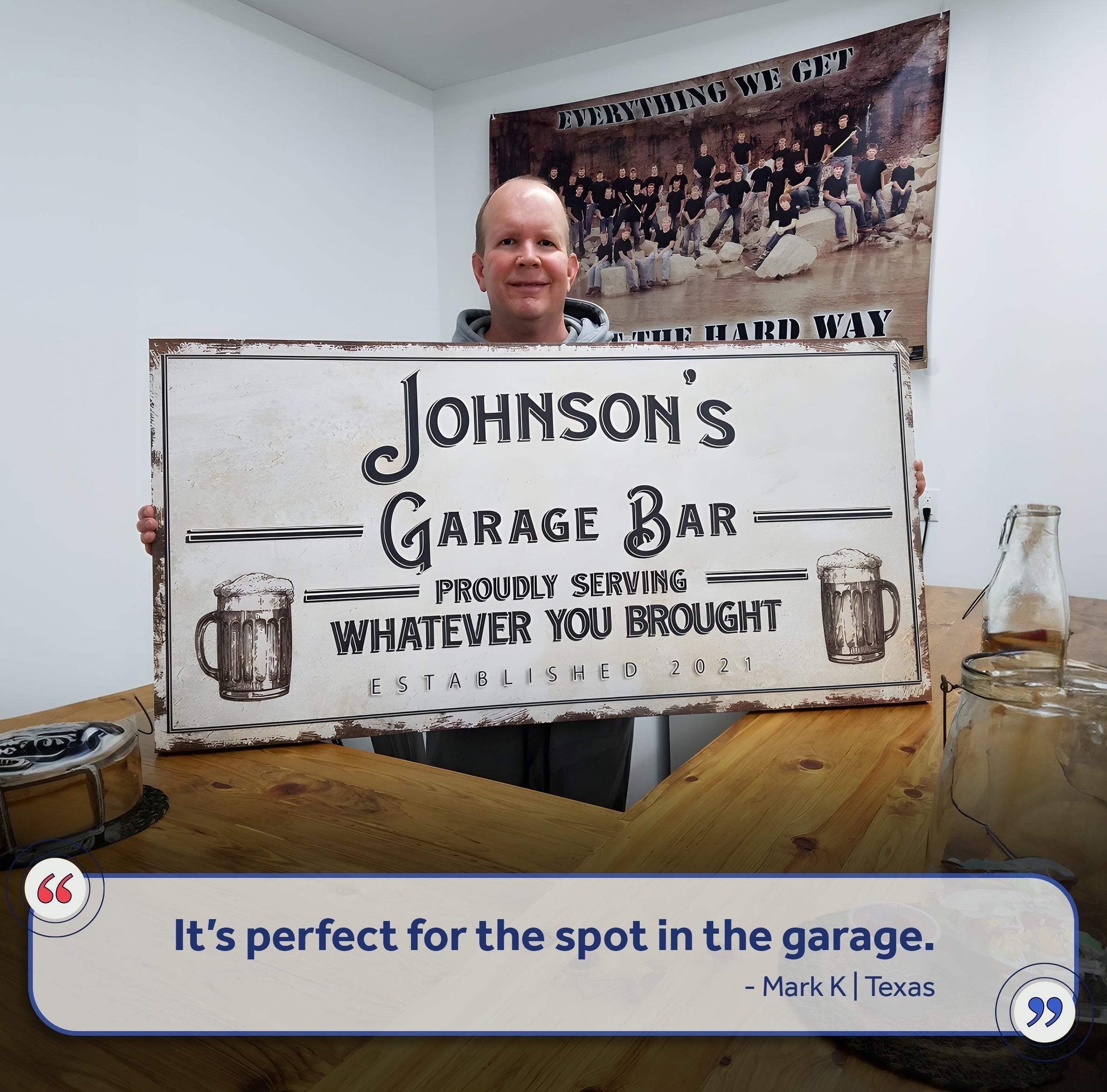 Personalized Rustic Garage Sign for Home Bar: Enhance Your Man Cave Wall Decor with Personalized Basement Bar Sign - Tailored Canvases - Flyclothing LLC