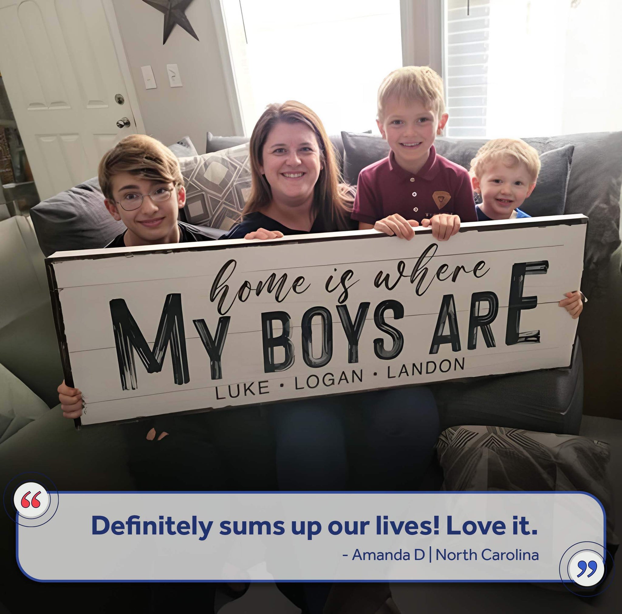Home Is Where My Boys Are Family Sign - Tailored Canvases - Flyclothing LLC
