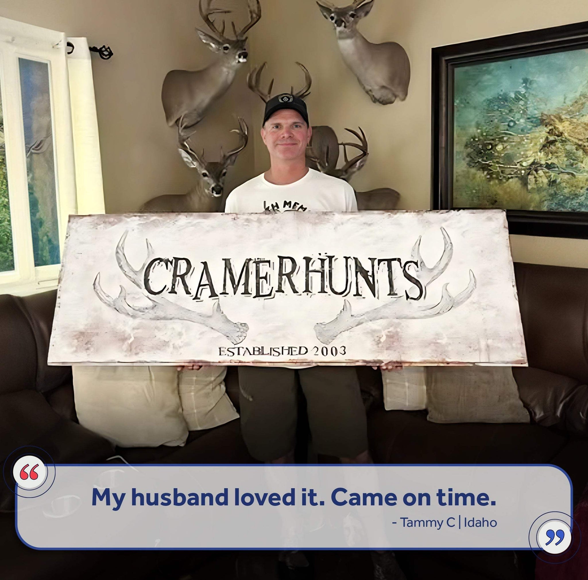 Rustic Family Antler Sign - Tailored Canvases - Flyclothing LLC