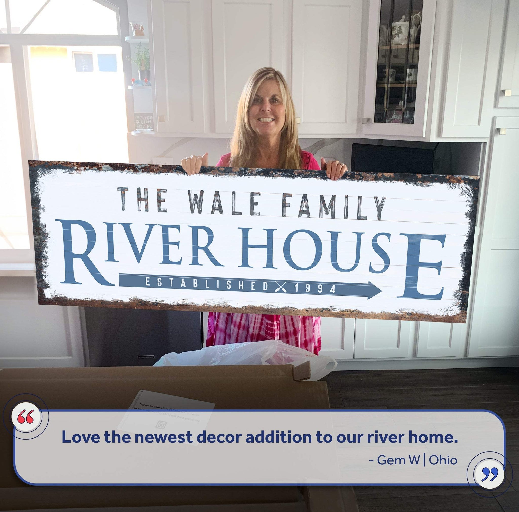 Family River House Arrow Sign - Tailored Canvases - Flyclothing LLC
