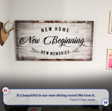New Home, New Beginning Sign - Tailored Canvases - Flyclothing LLC