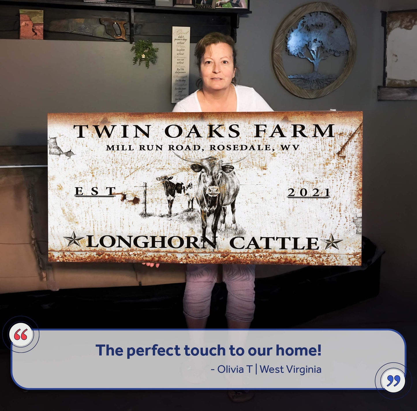Longhorn Rustic Cattle Sign II - Tailored Canvases - Flyclothing LLC