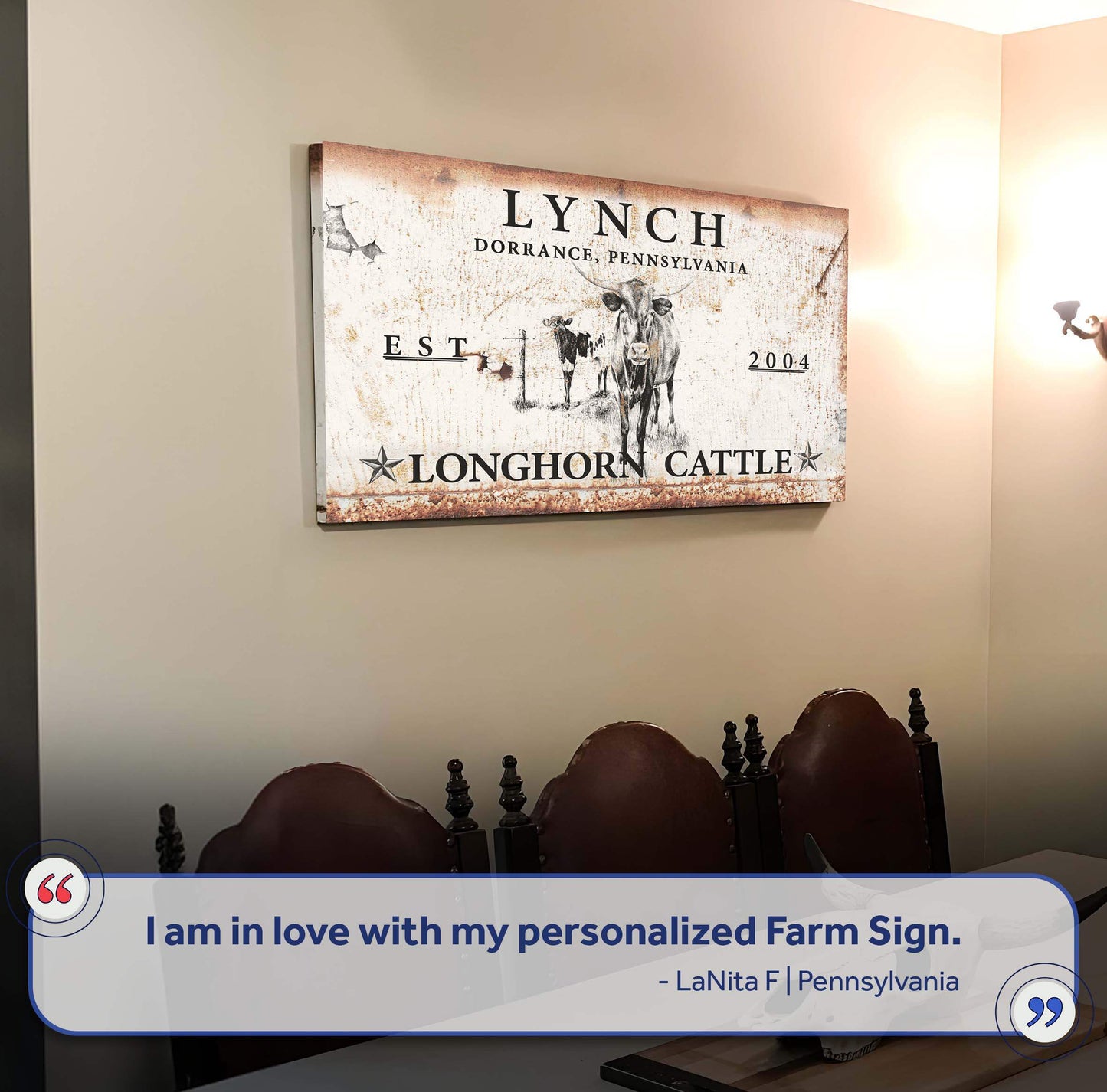 Longhorn Rustic Cattle Sign II - Tailored Canvases - Flyclothing LLC