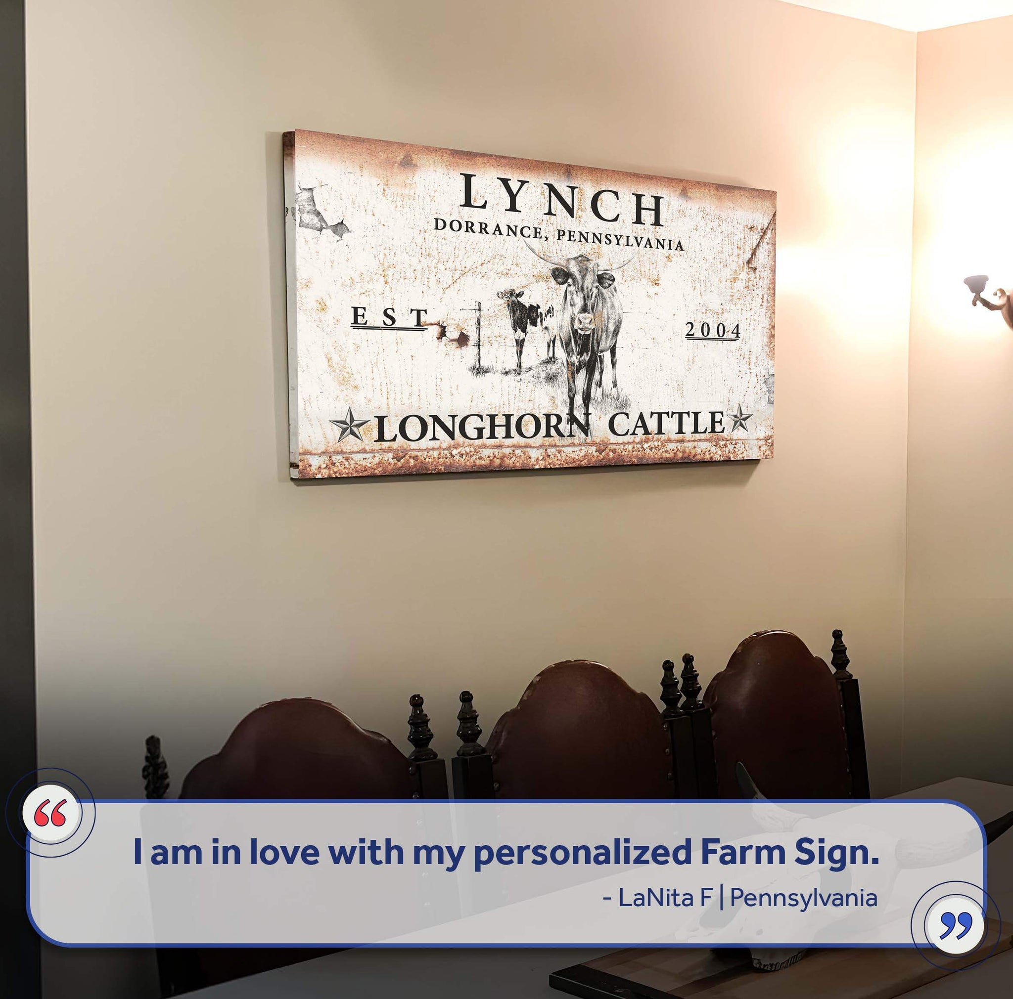 Longhorn Rustic Cattle Sign II - Tailored Canvases - Flyclothing LLC